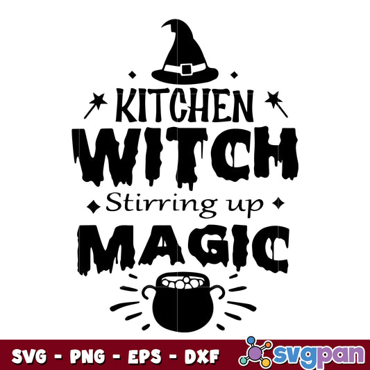 Kitchen Witch Stirring Up Magic svg 