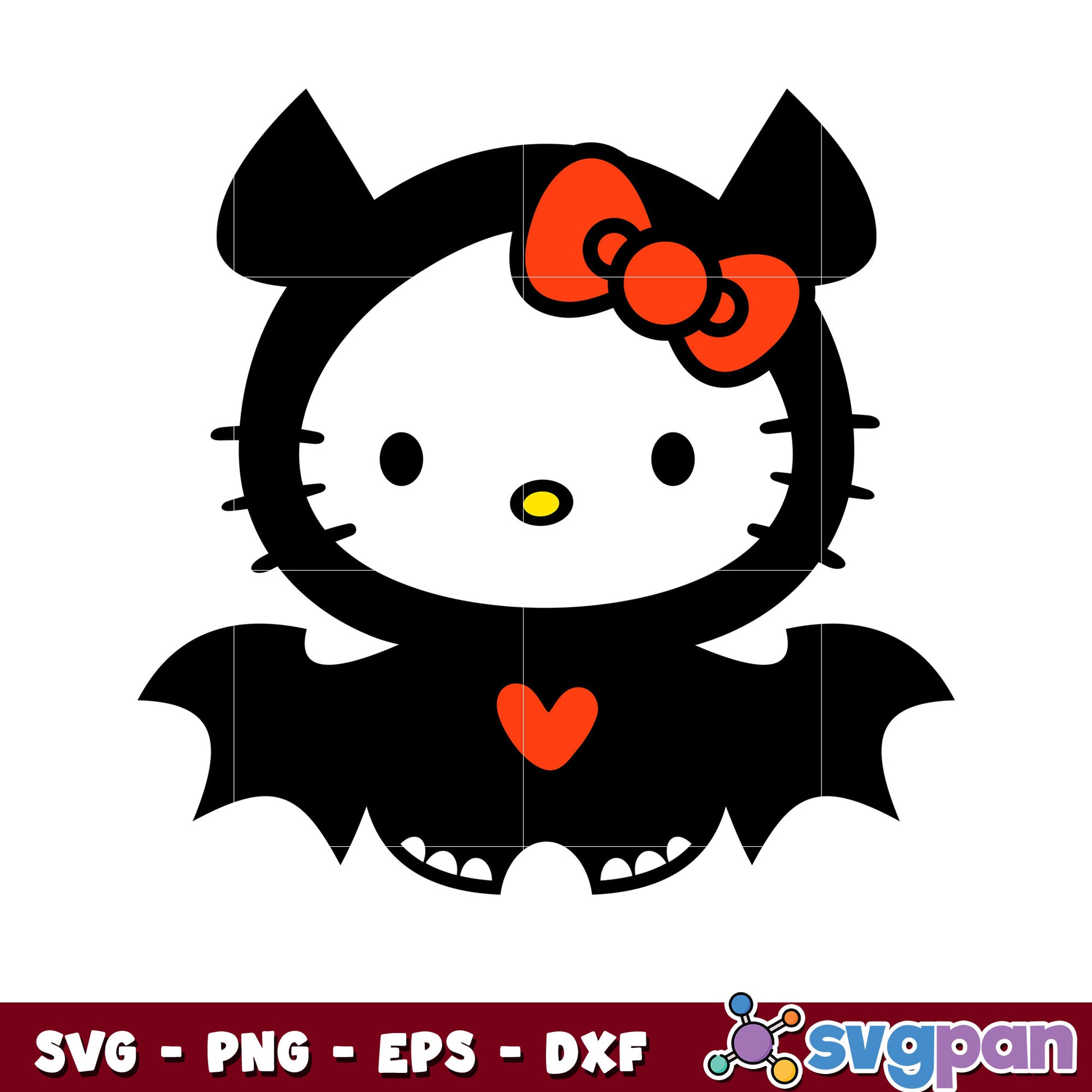 Kitty bat halloween design svg, halloween hello kitty svg