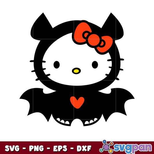 Kitty bat halloween design svg, halloween hello kitty svg