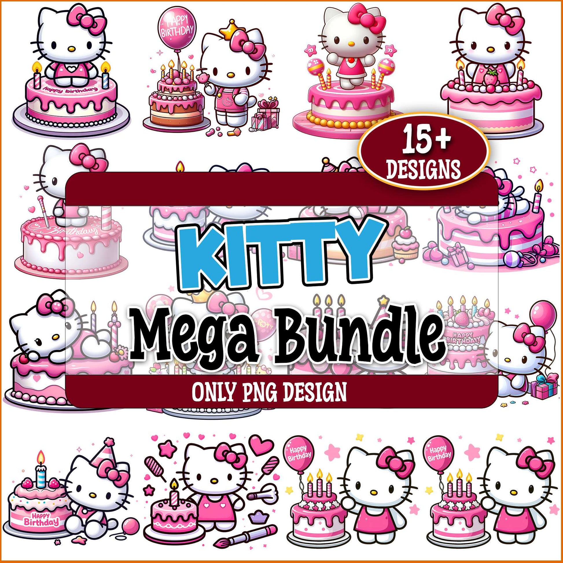 Kitty birthday design png bundle