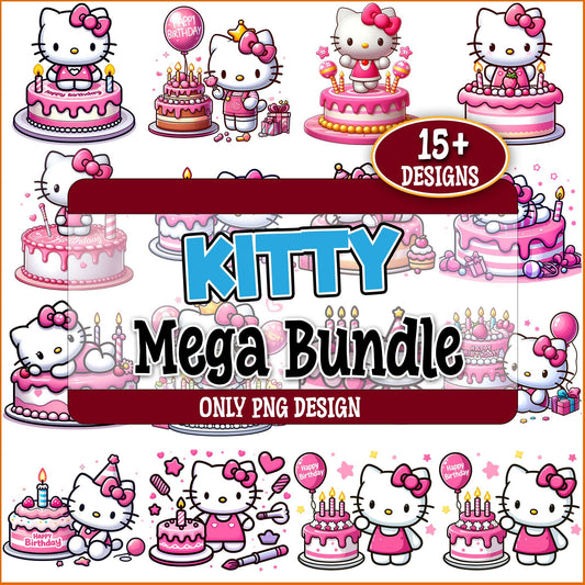 Kitty birthday design png bundle