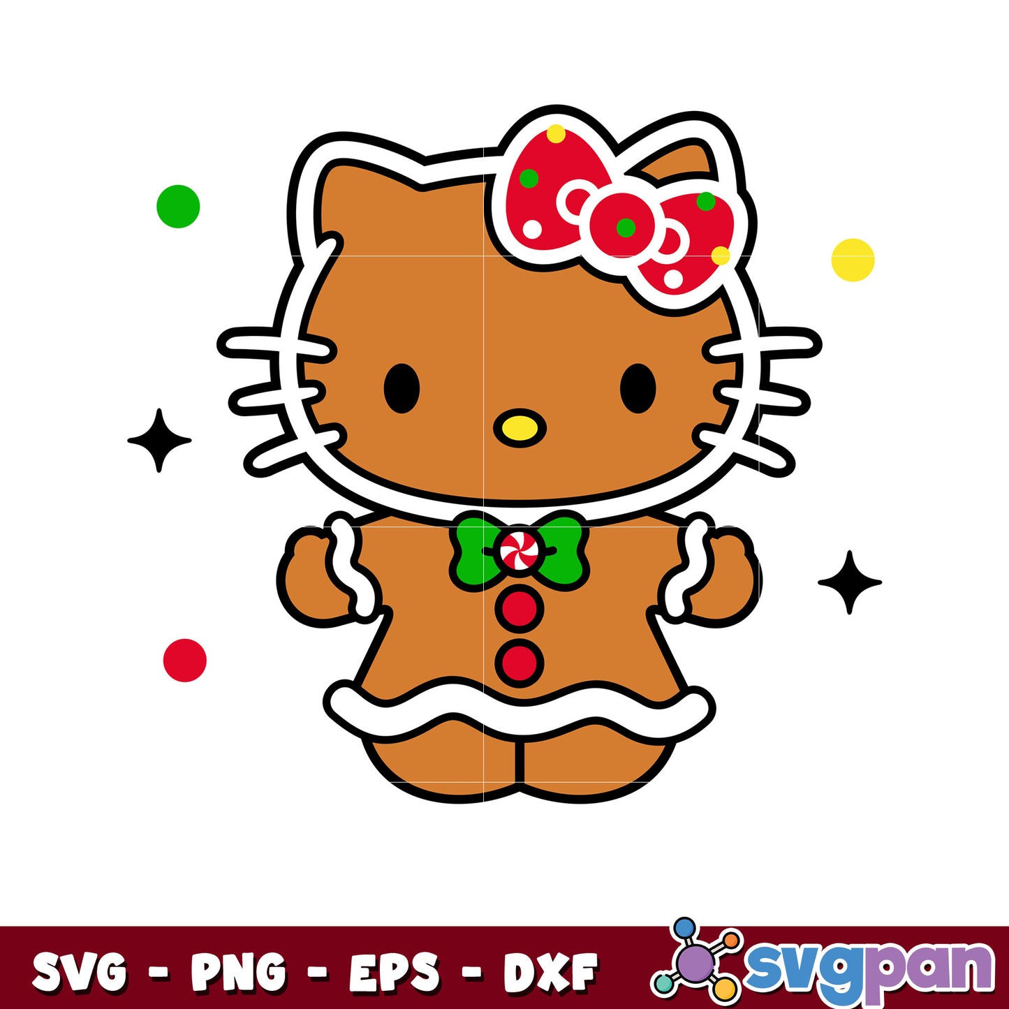 Kitty gingerbread cookie christmas svg, christmas hello kitty​ svg