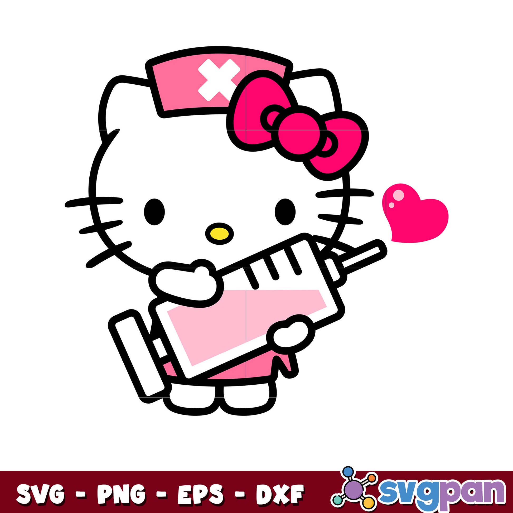 Kitty nurse cute svg, cute hello kitty​ svg, sanrio cartoon svg