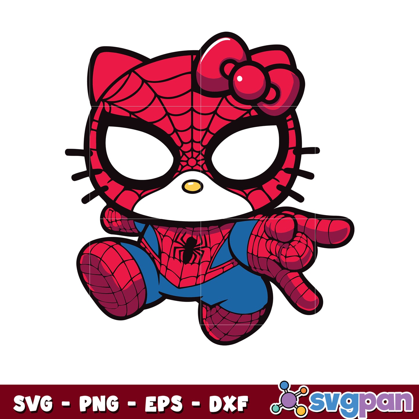 Kitty spiderman flying design svg, hello kitty svg, sanrio cartoon svg