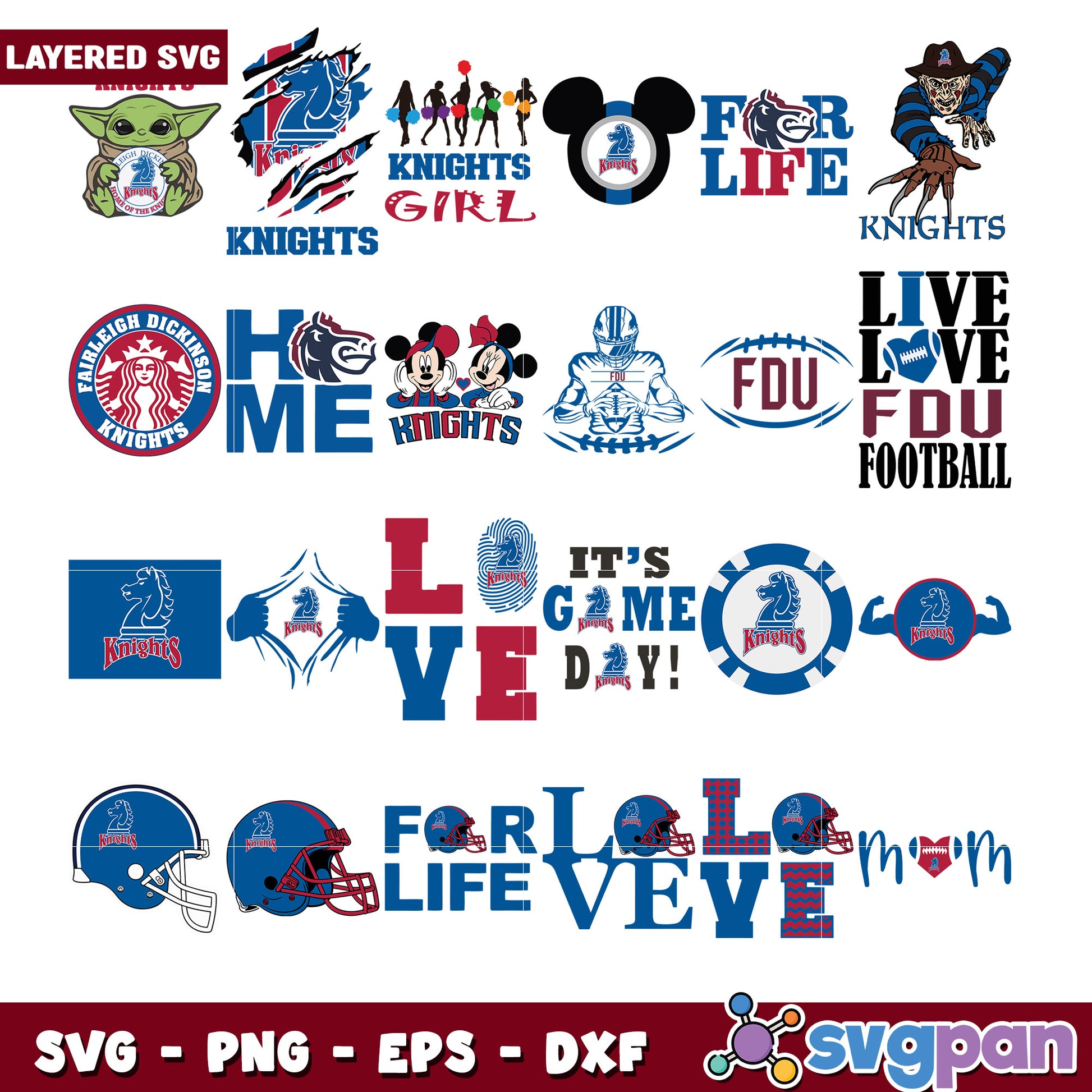 Knights SVG Bundle Football, Disney, More