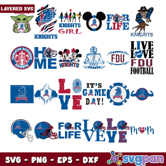 Knights SVG Bundle Football, Disney, More