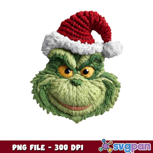 Knitted grinch head png, disney cartoon png, christmas songs png