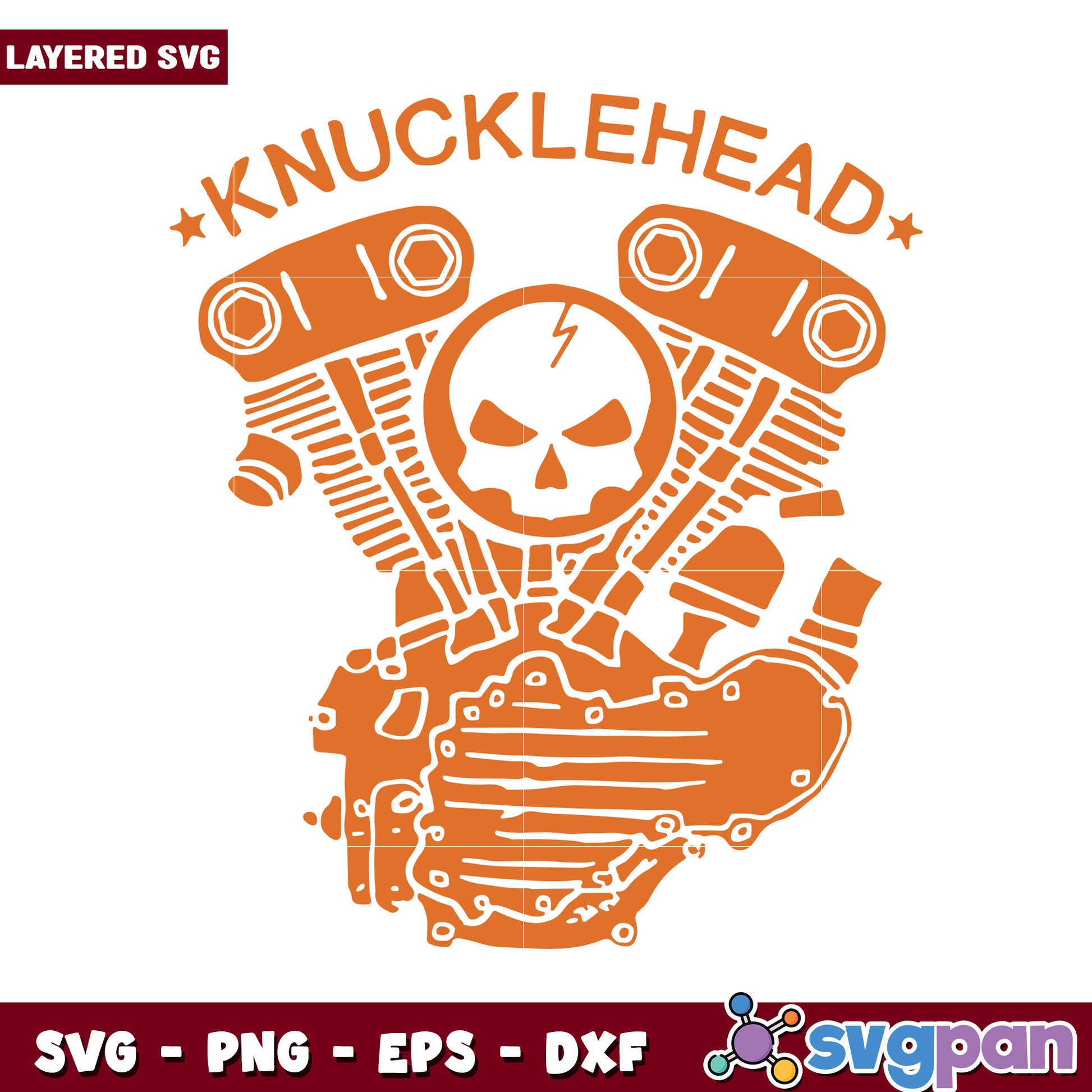 Knucklehead motorcycle design layer for crafting projects, SVG format included