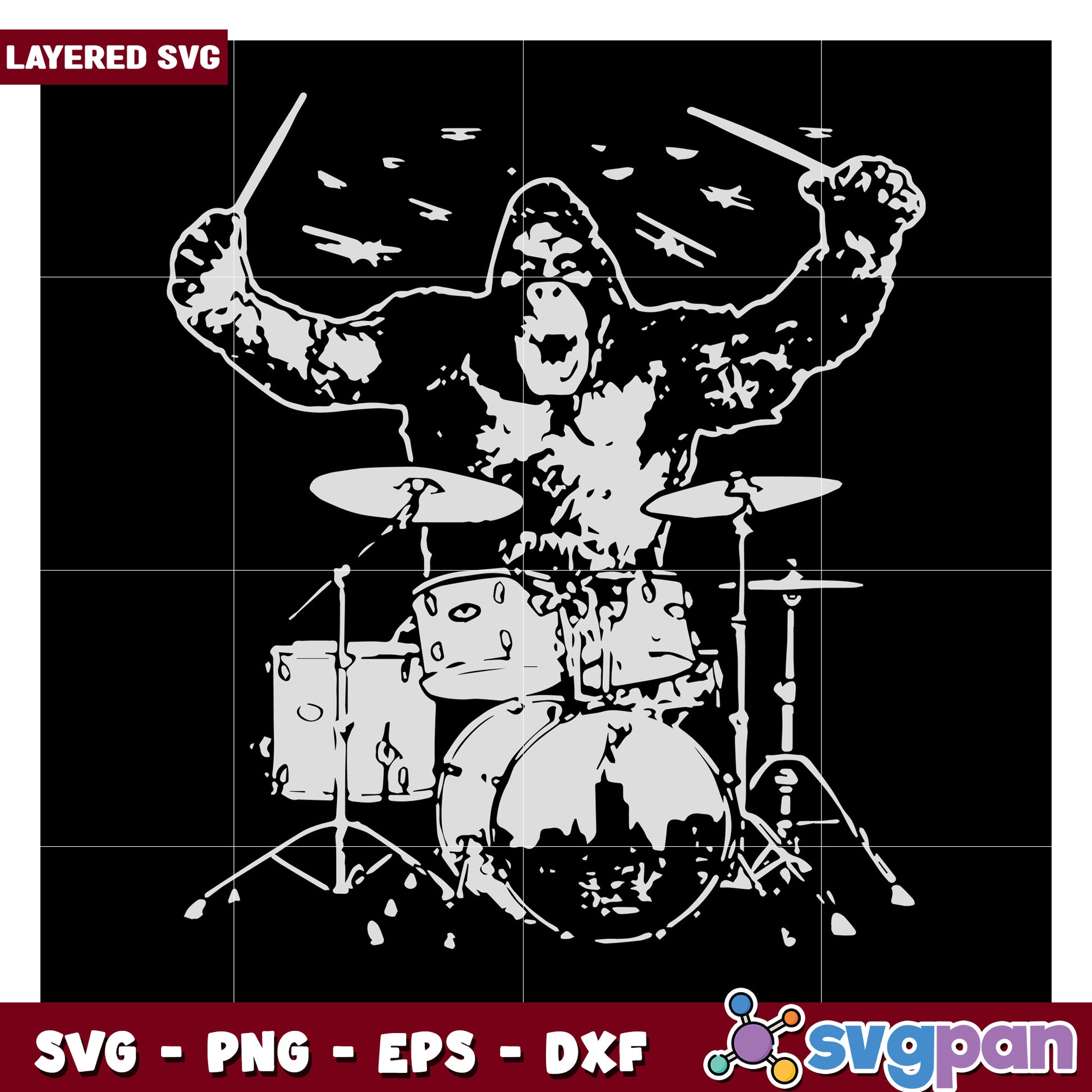 Kong Drummer SVG Design for Crafts, Perfect for T-Shirt Printing