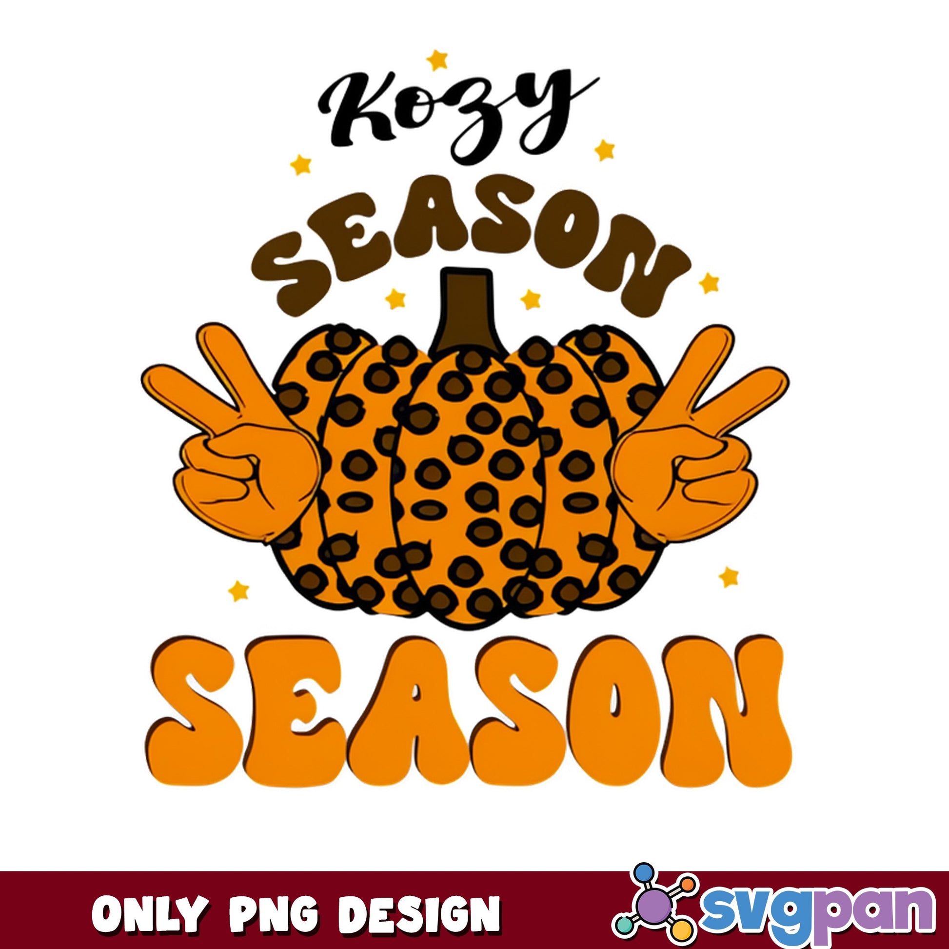 Kozy Season Leopard Pumpkin PNG, Fall Autumn PNG, Halloween PNG