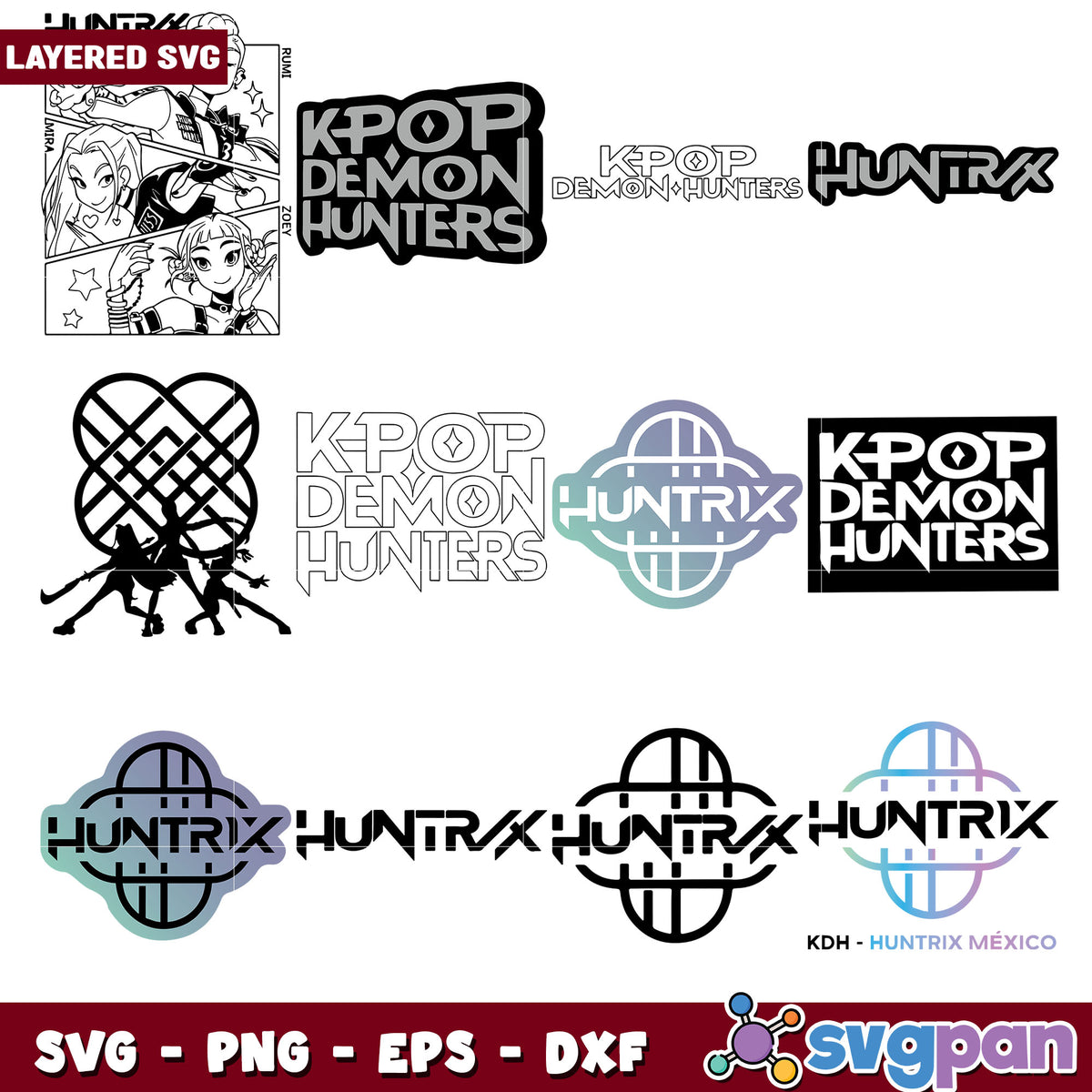 Kpop huntrix logo svg bundle, huntrix logo svg, kpop demon hunters svg ...