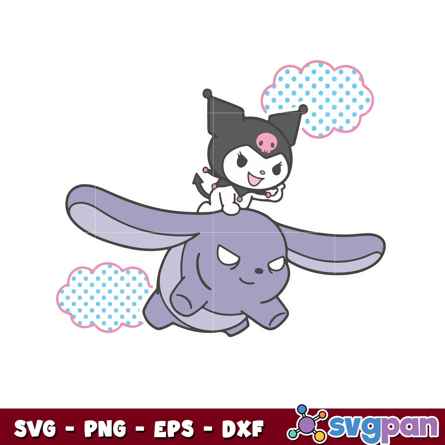 Kuromi and baku svg, hello kitty svg, sanrio characters cartoon svg