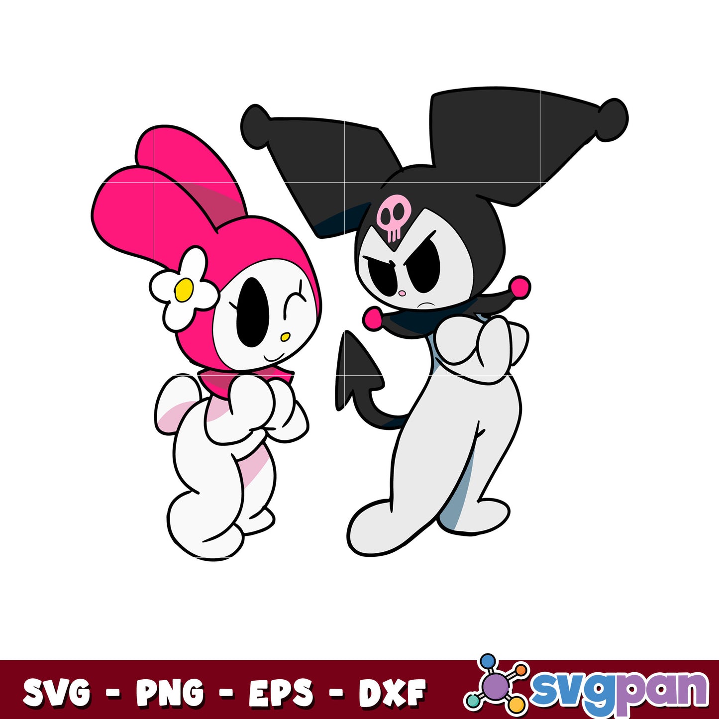 Kuromi and melody couple design svg, sanrio cartoon svg