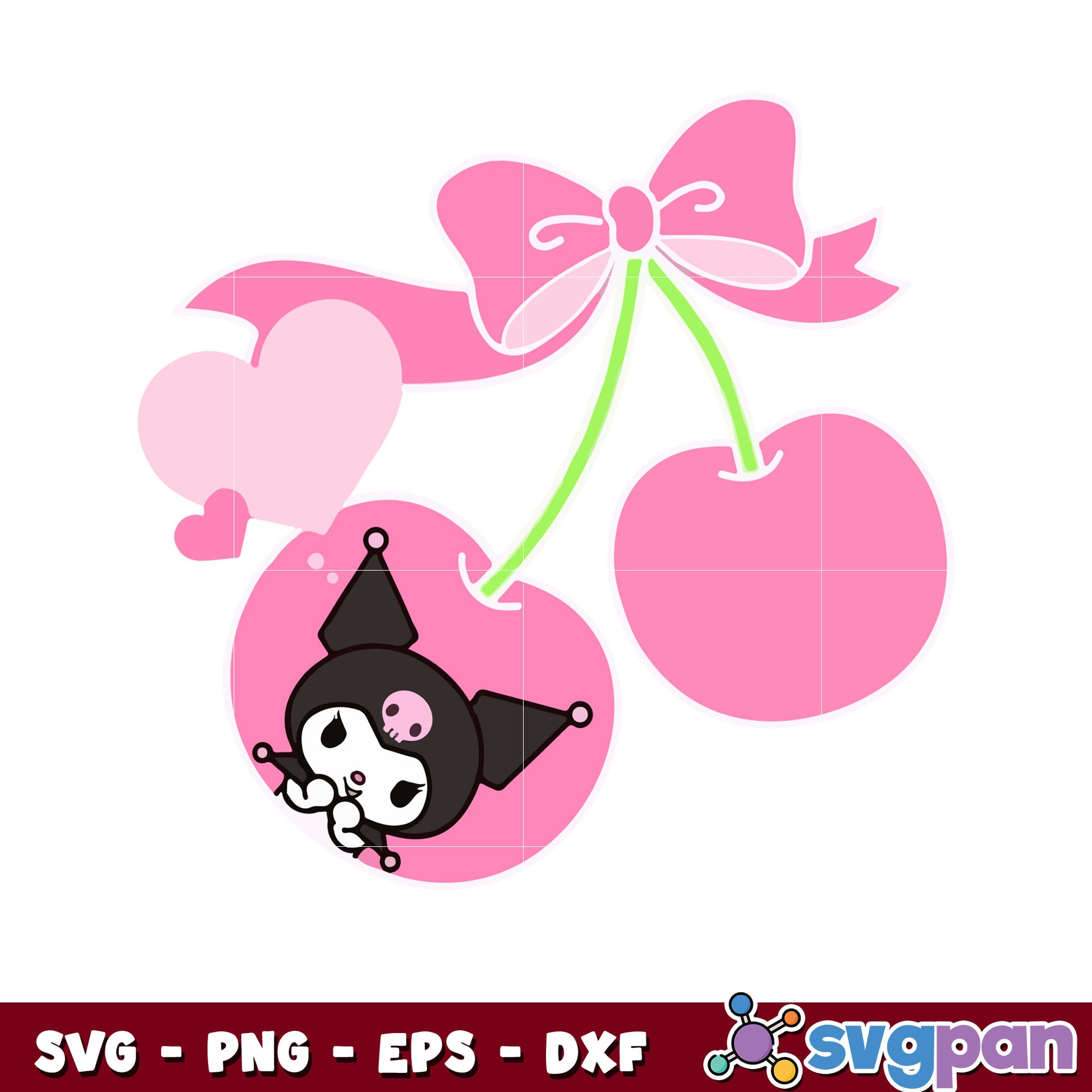 Kuromi cherries design svg, hello kitty svg, sanrio cartoon svg