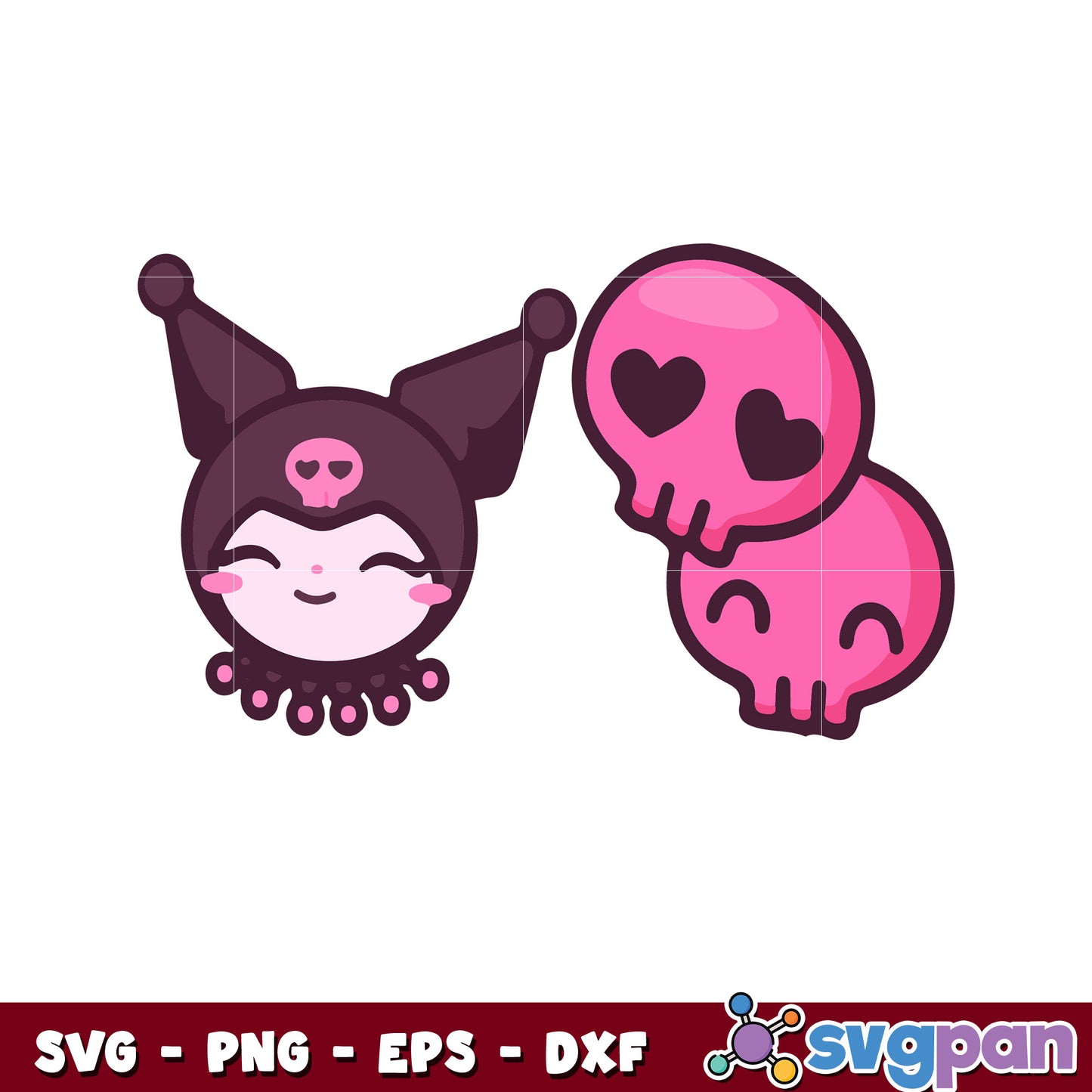 Kuromi chibi face svg, kuromi hello kitty​ svg, kuromi sanrio​ svg