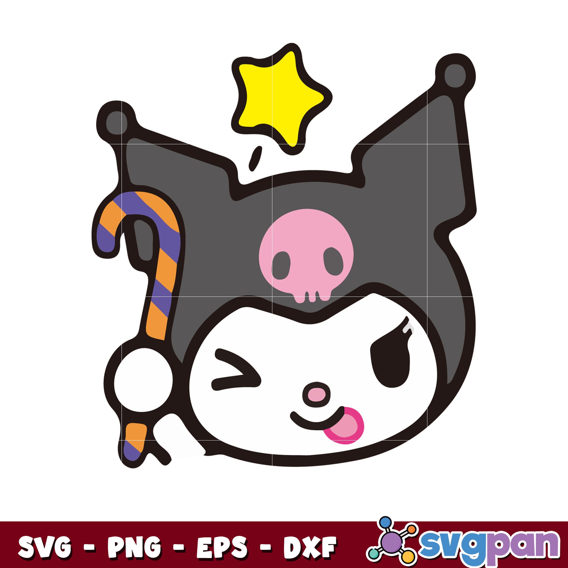 Kuromi face christmas svg, kuromi christmas​ svg, sanrio svg