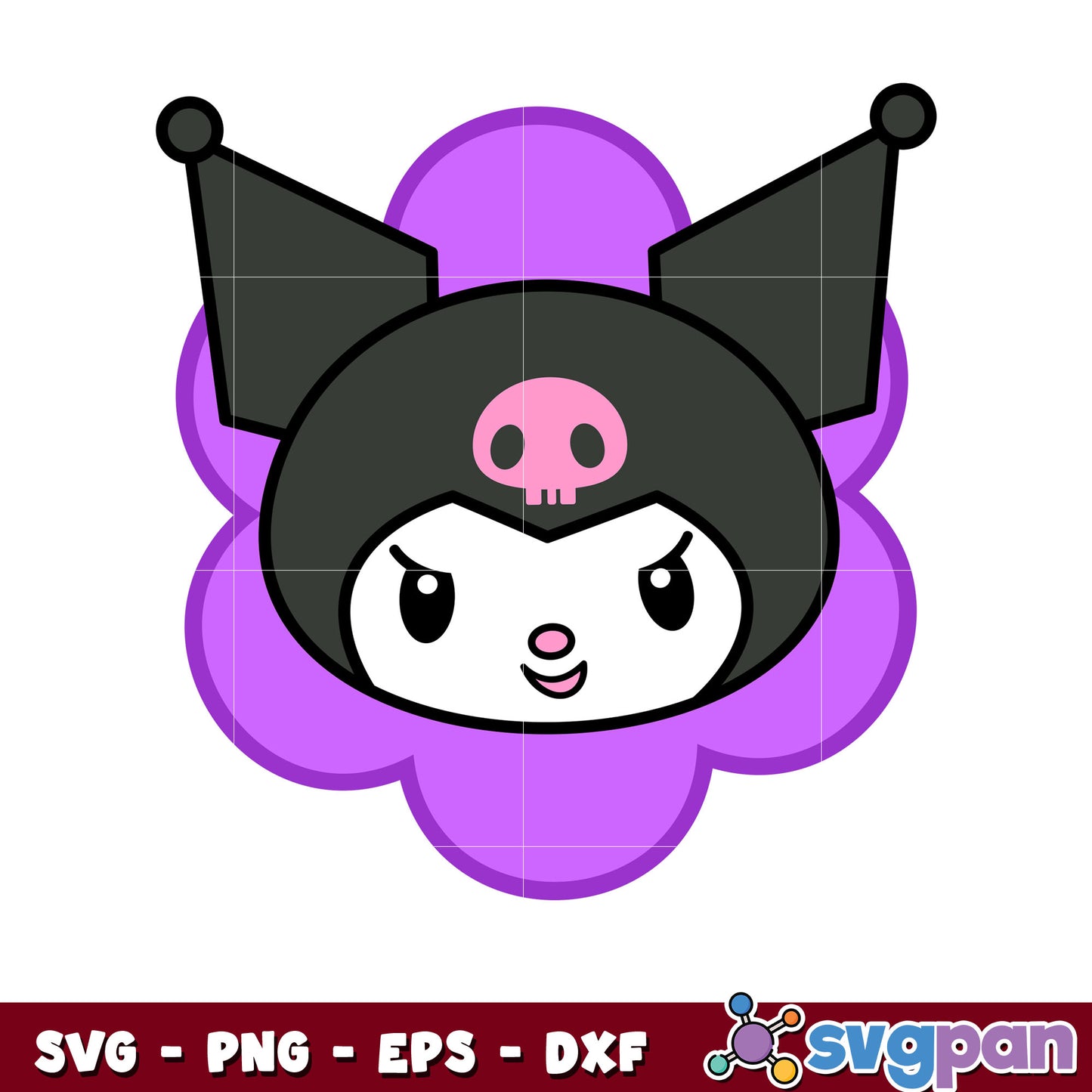 Kuromi face flower svg, sanrio hello kitty svg, sanrio cartoon svg