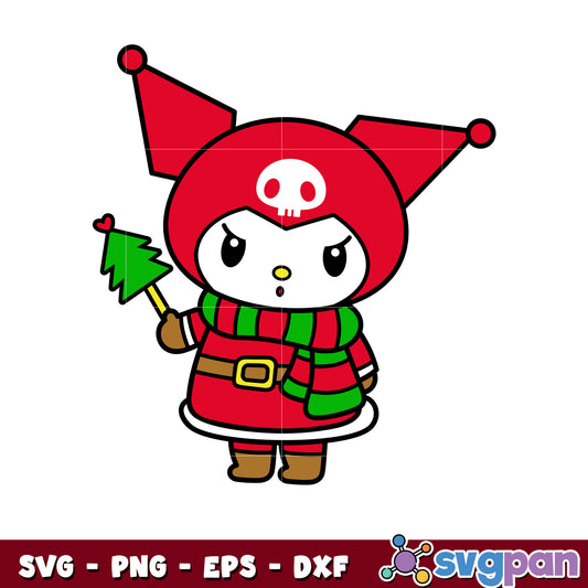 Kuromi merry christmas design svg, Kuromi christmas svg