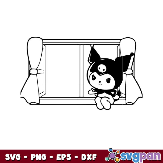 Kuromi sitting svg, kuromi svg, hello kitty svg, sanrio cartoons svg