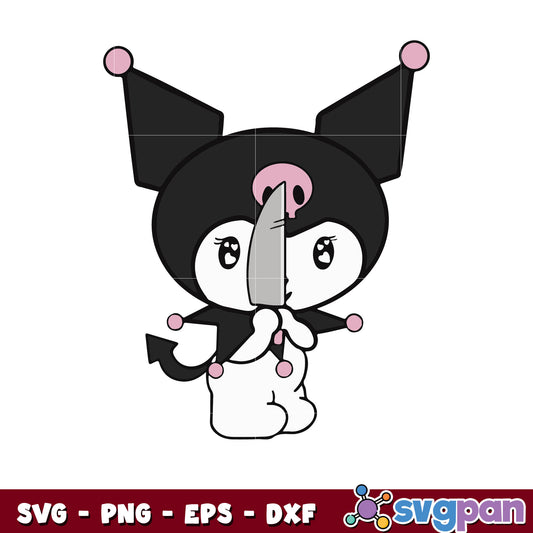 Kuromi with a knife svg, svg hello kitty, kuromi cartoon​ svg