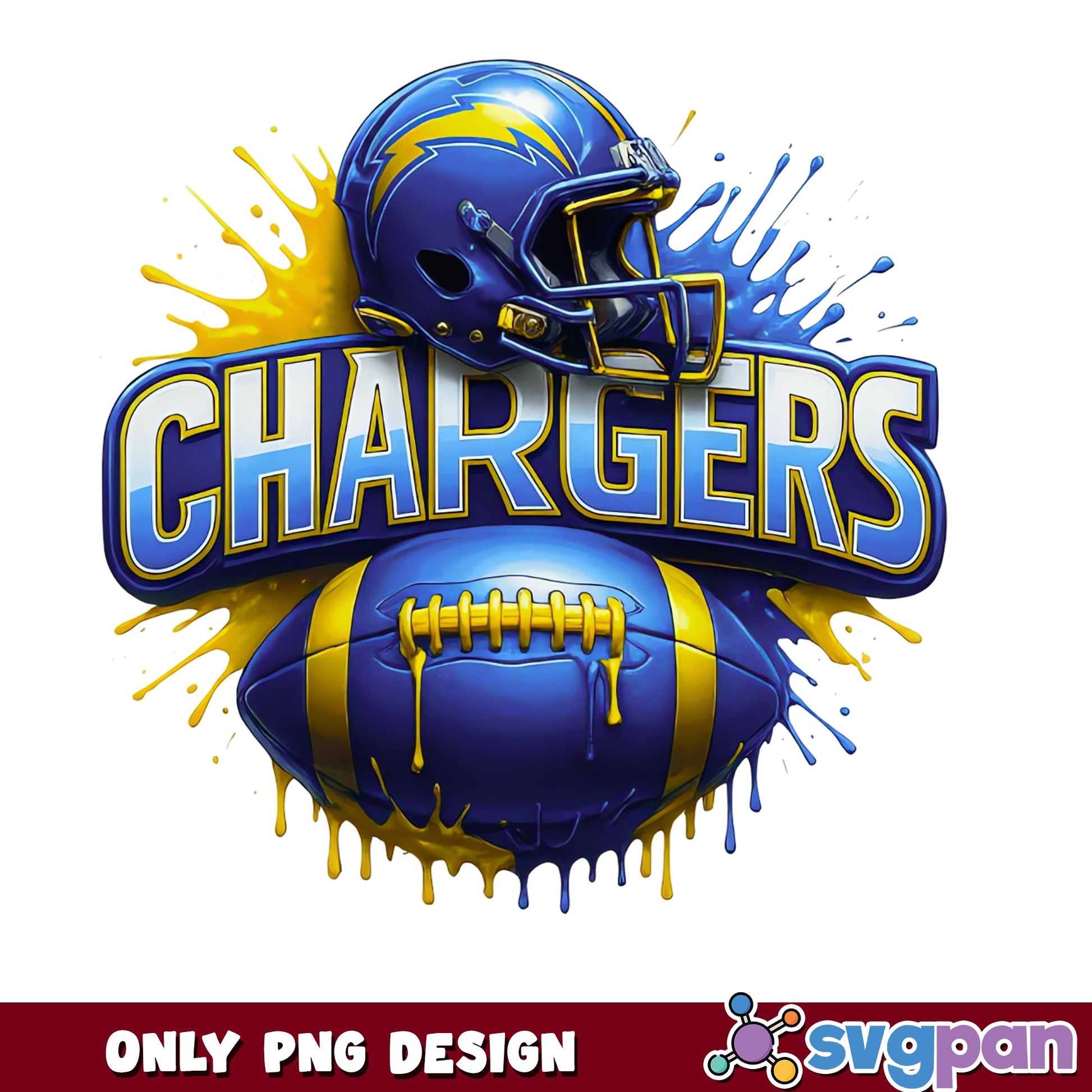 LA Chargers Football PNG, Chargers Helmet Drip PNG, NFL PNG