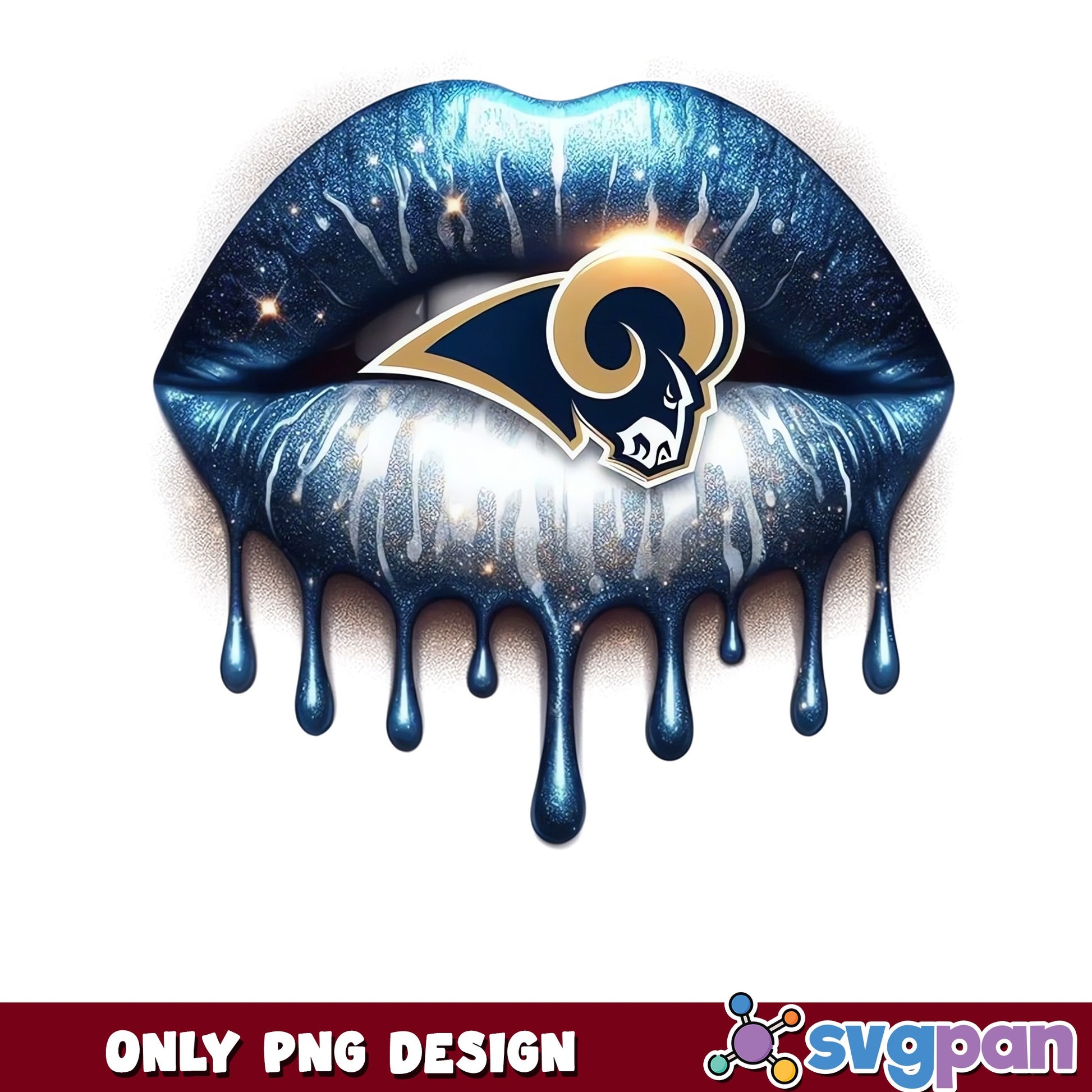 LA Rams Dripping Lips PNG, NFL Football Fan PNG, Rams PNG