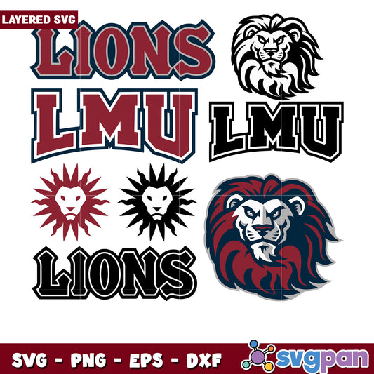 LMU Lions SVG Bundle Layered Designs