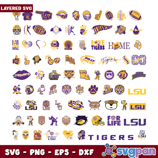 LSU Tigers SVG Bundle 50+ Layered Designs