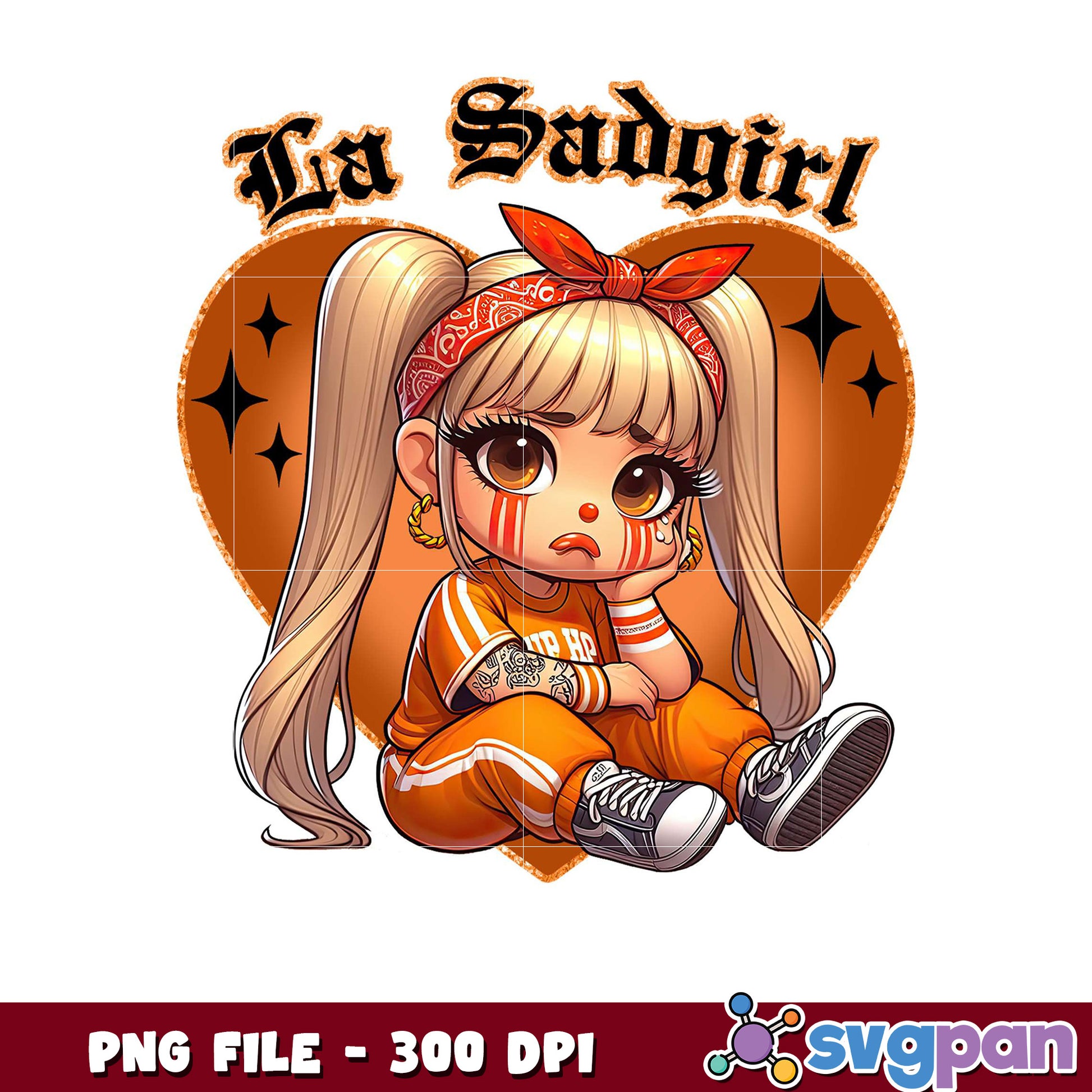 La Sadgirl digital art PNG file, cute character design