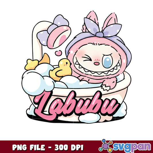 Labubu Bath Time PNG 300 DPI Cute Kawaii