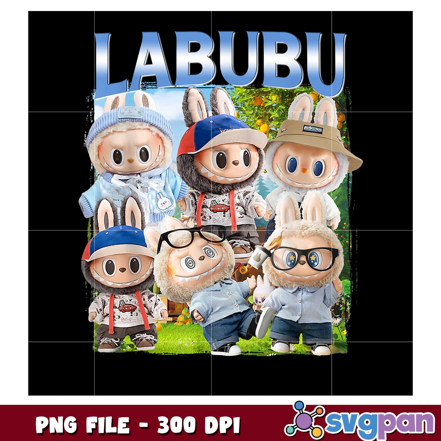 Labubu Bunny Gang PNG 300 DPI Download