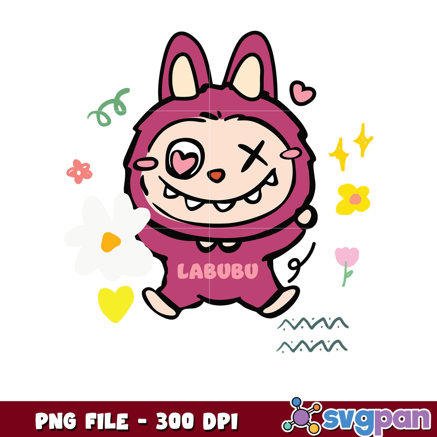Labubu Bunny PNG Cute Cartoon 300 DPI