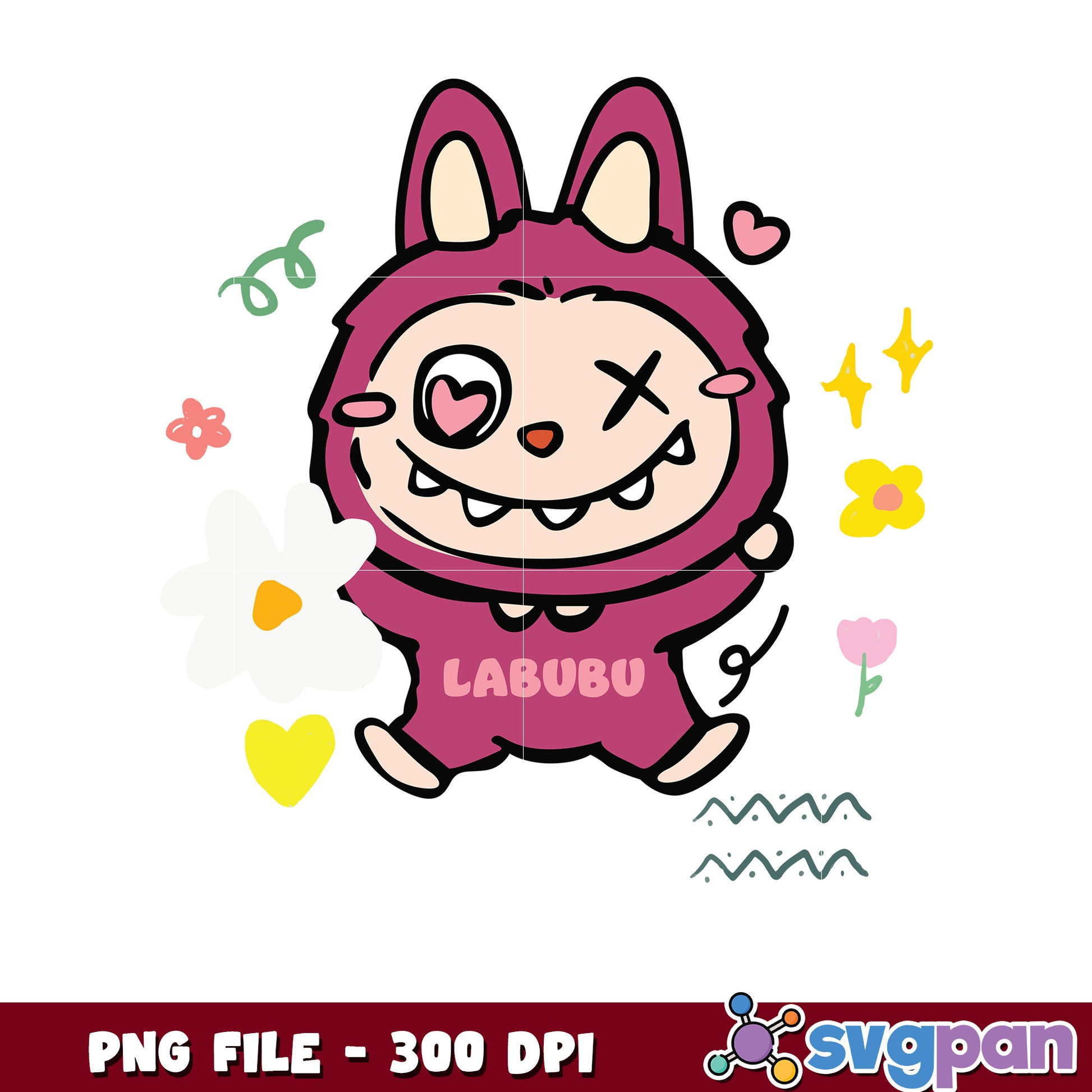 Labubu Bunny PNG Cute Cartoon 300 DPI