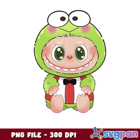 Labubu Frog Suit png, popmart labubu png, toys for kids png