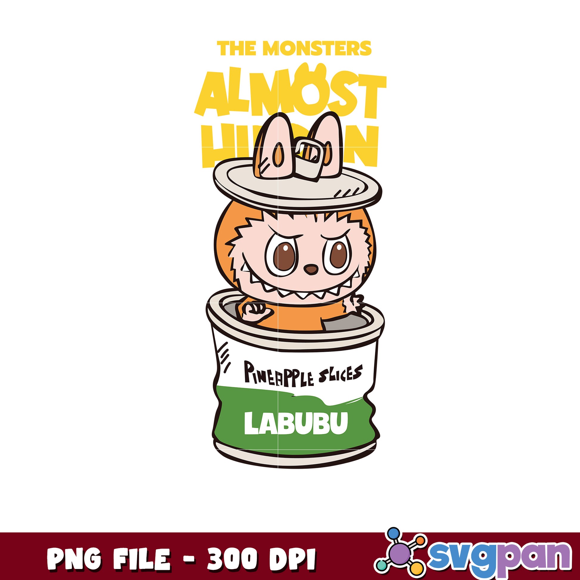 Labubu Monster PNG Almost Hidden 300 DPI