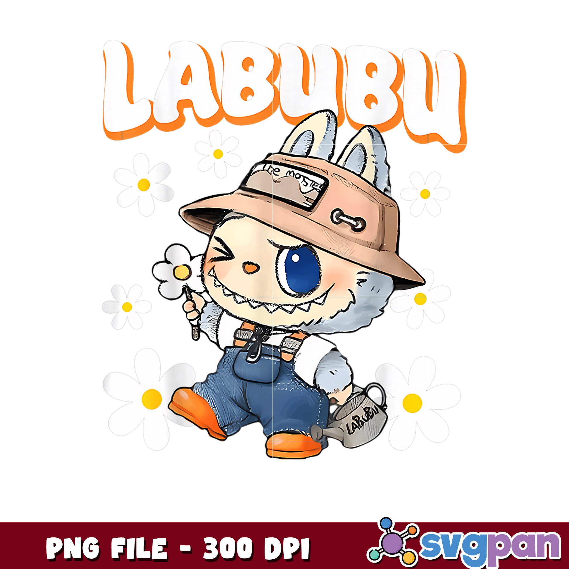 Labubu PNG Cute Cartoon Gardener 300 DPI Download