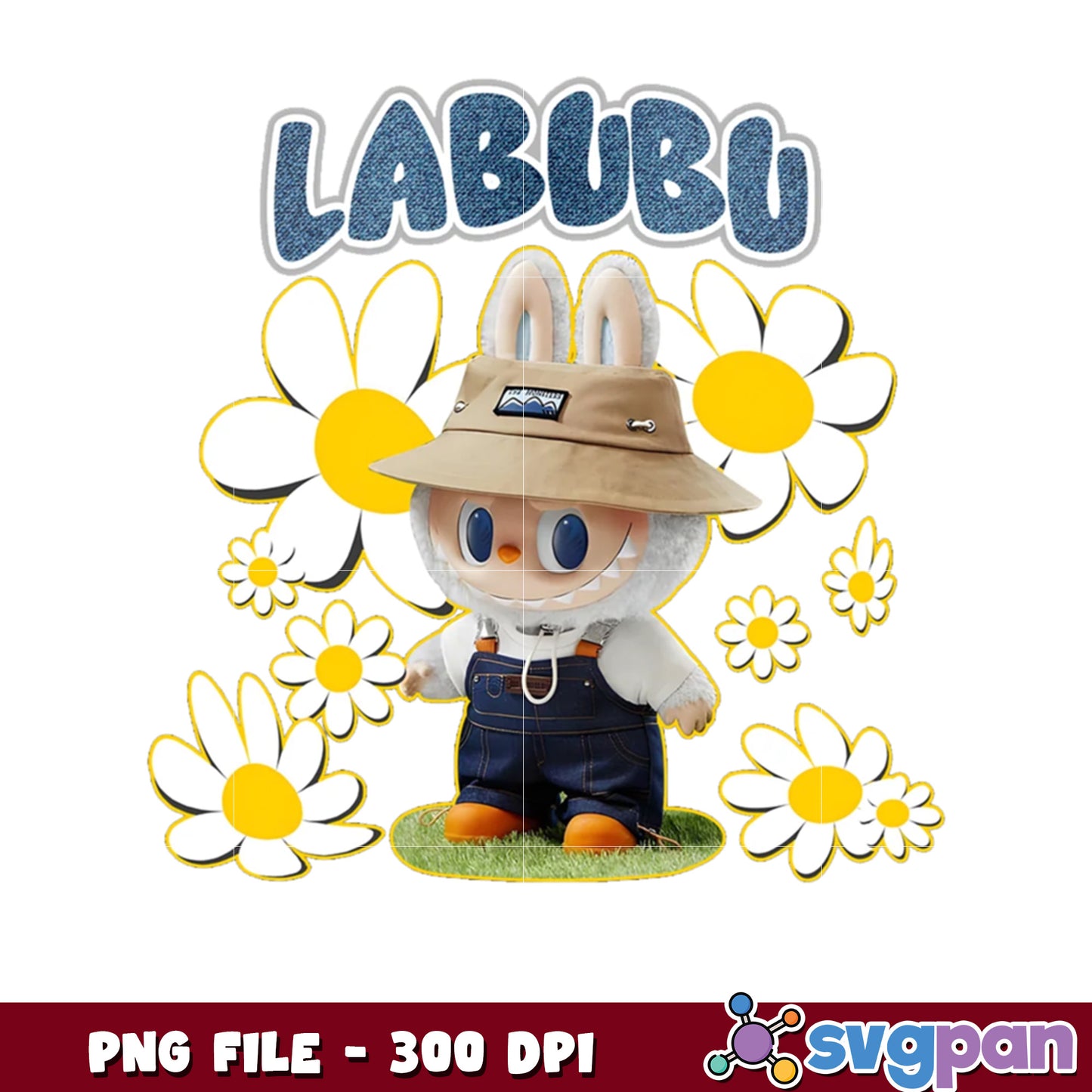Labubu PNG Daisy Flower 300 DPI Download