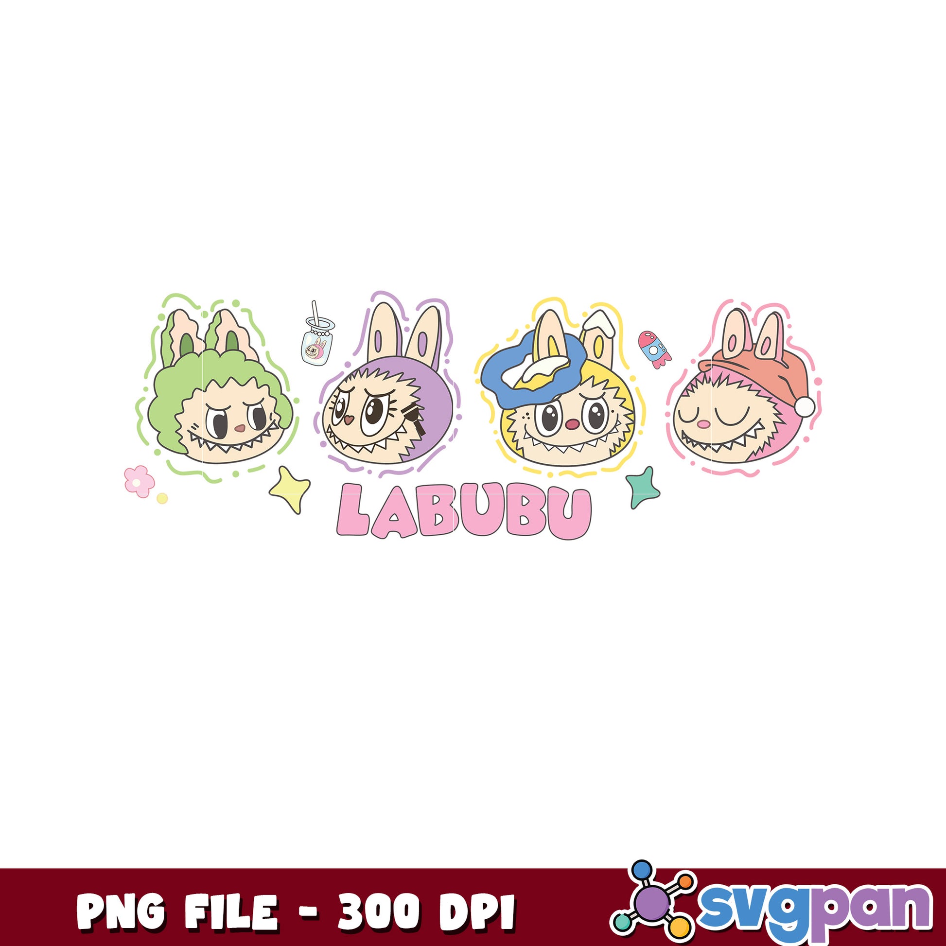 Labubu PNG Design 300 DPI Cute Bunny Characters
