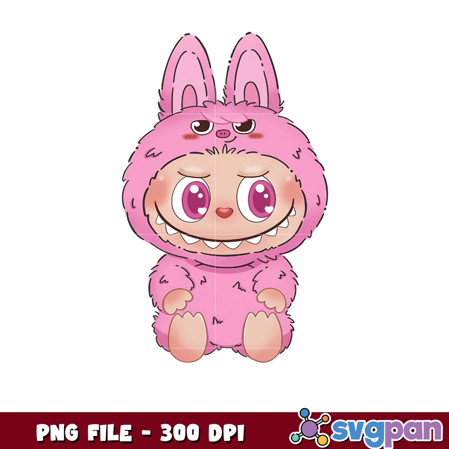 Labubu Pink Rabbit Costume png, labubu​ png, toy box for kids png