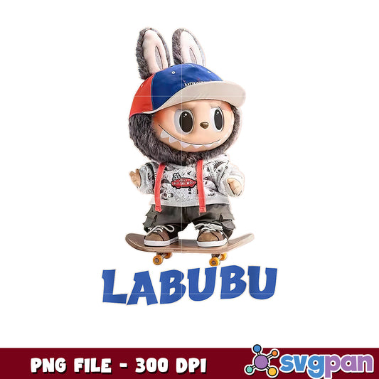 Labubu Skateboarding PNG 300 DPI Download