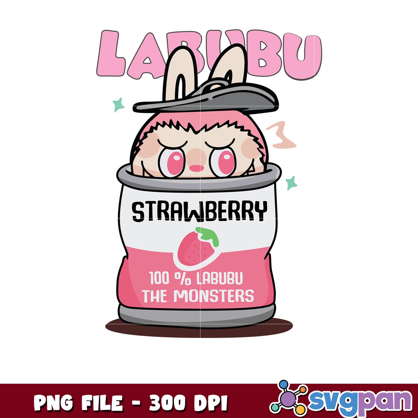 Labubu Strawberry Can PNG 300 DPI Download