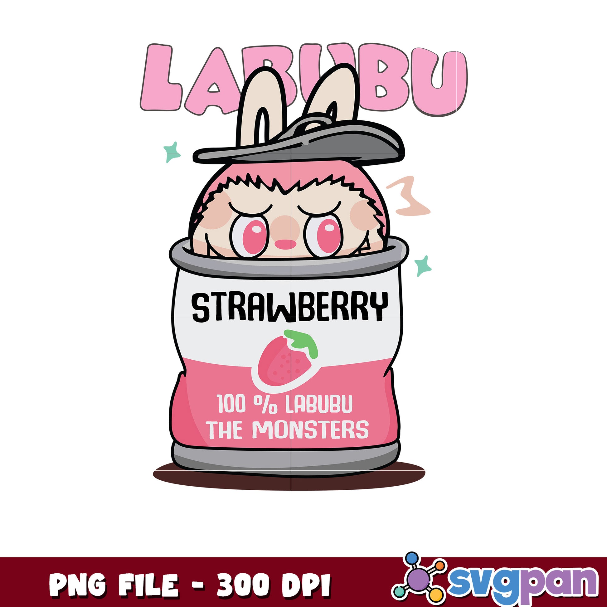 Labubu Strawberry Can PNG 300 DPI Download