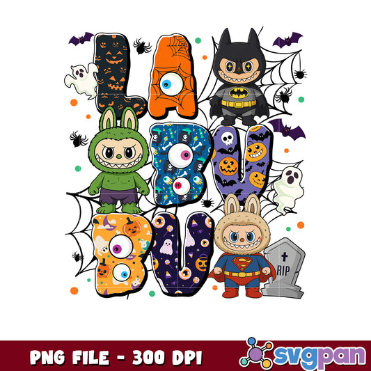 Labubu avengers png, halloween candy png, spooky halloween png