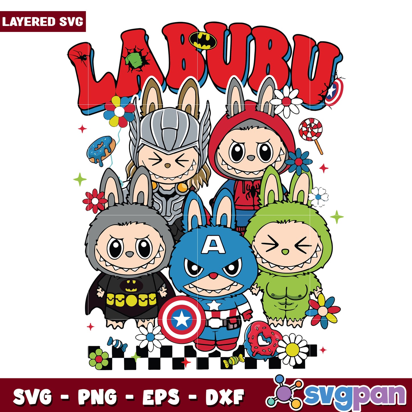 Labubu avengers svg, spooky halloween svg, halloween holiday svg