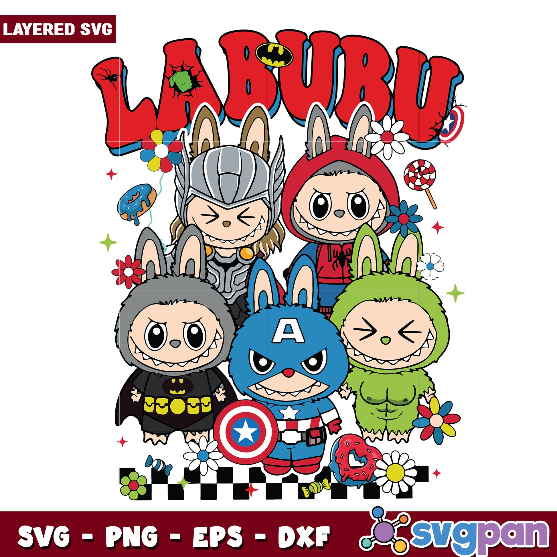 Labubu avengers svg, spooky halloween svg, halloween holiday svg