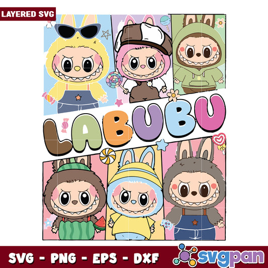 Labubu characters cute design svg, popmart labubu svg, labubu doll svg