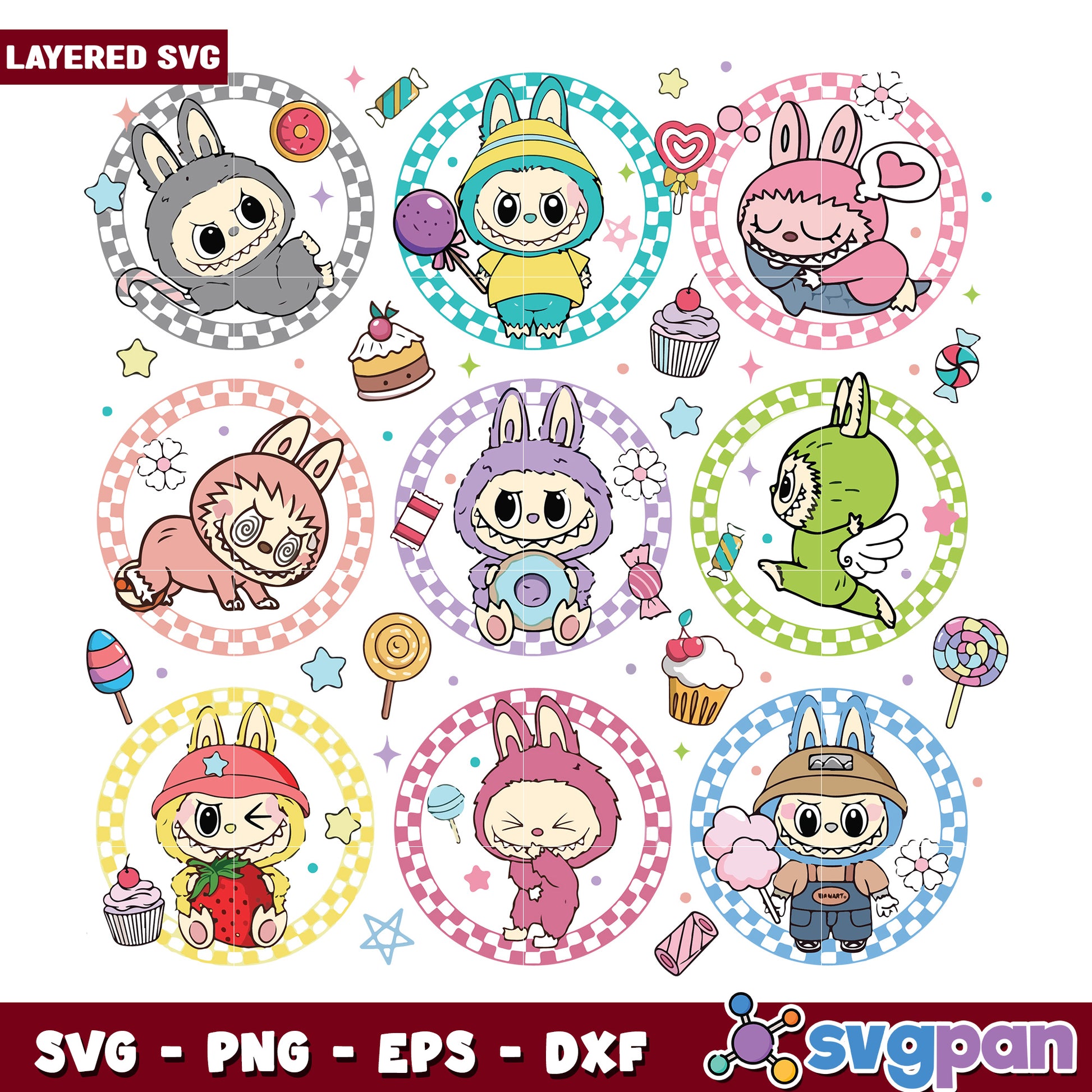 Labubu characters svg, cute labubu svg, halloween holiday svg