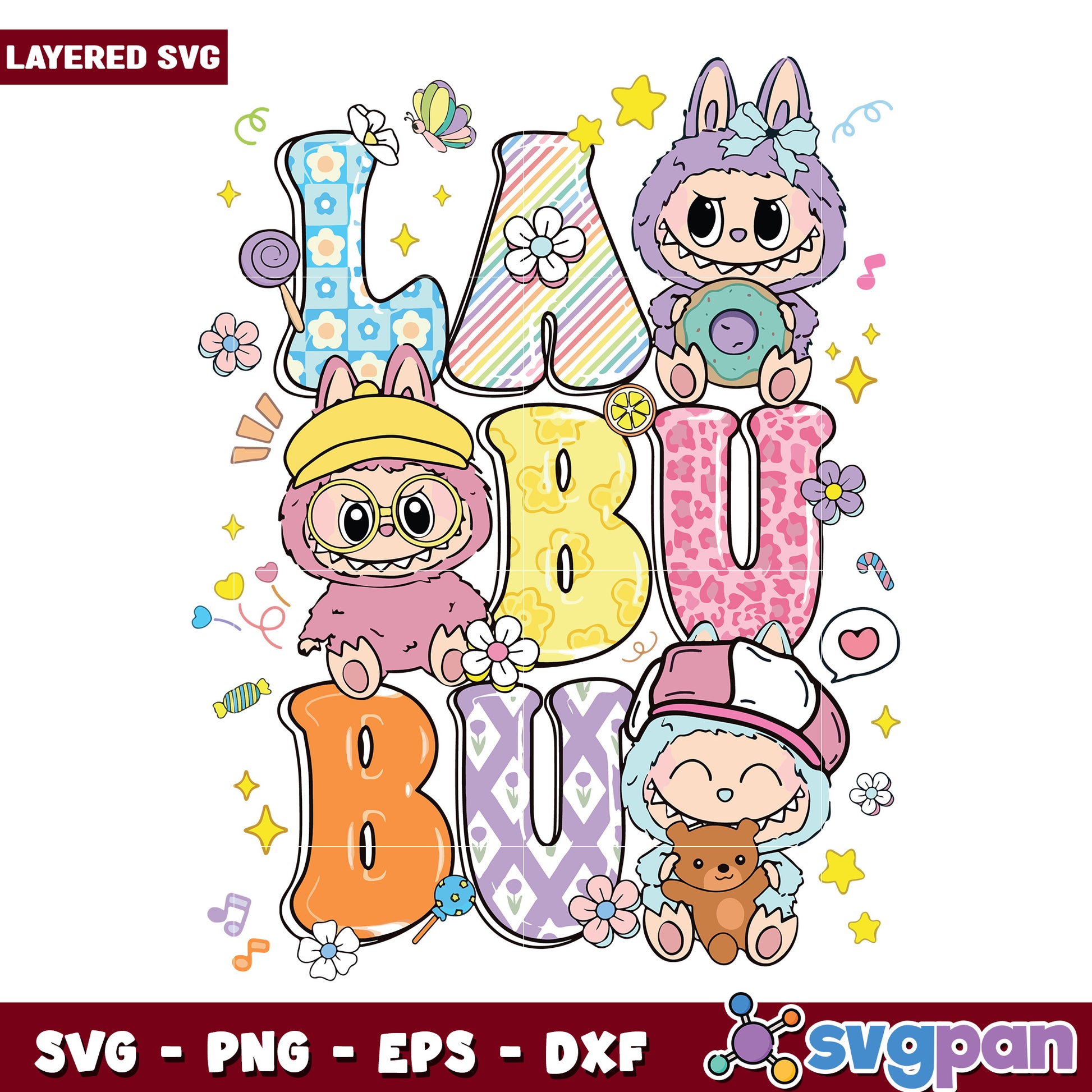 Labubu characters svg, halloween cartoons svg, spirit halloween​ svg