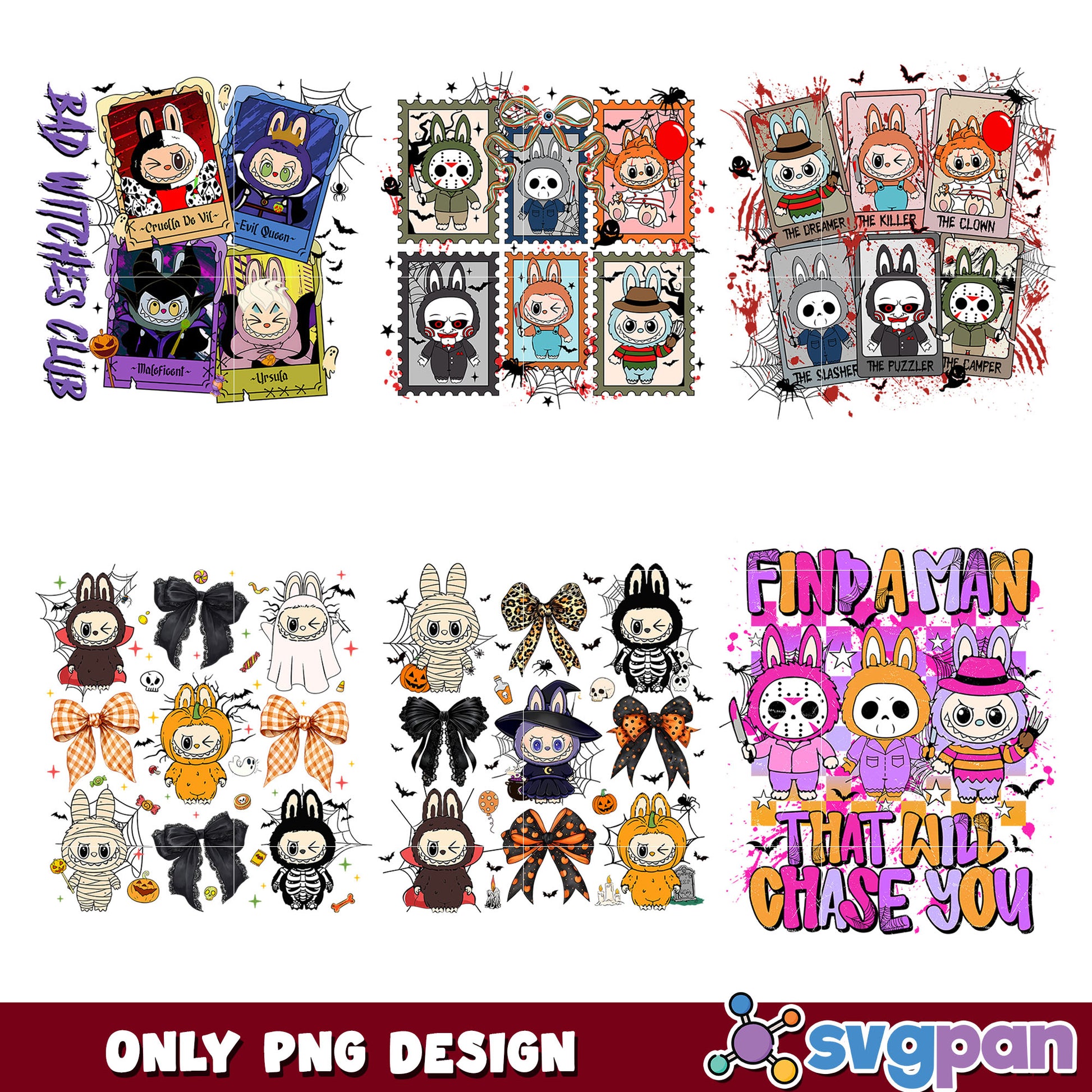 Labubu cosplay killers png bundle