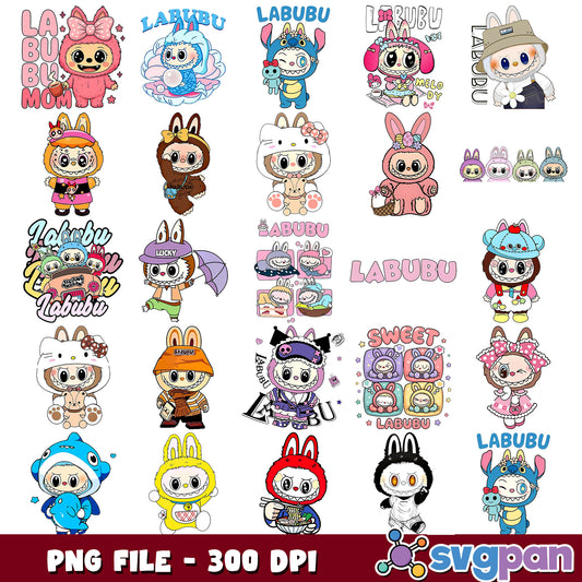 Labubu cosplay time png bundle